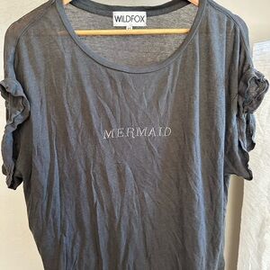 Wildfox Charcoal Gray 'Mermaid' Short Sleeve Tee